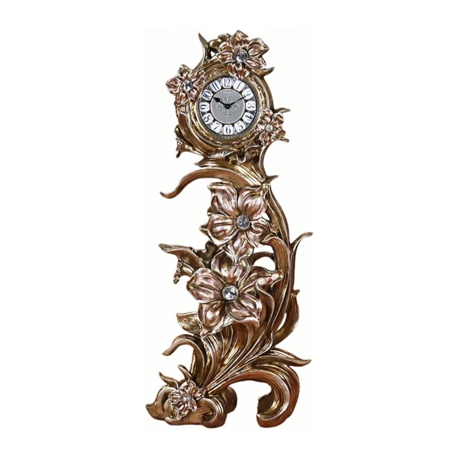 CYairong-22 Grandfather Clock Floor Clock Quartz Silent Floral Design for Home and Office Decorative Pendulum
