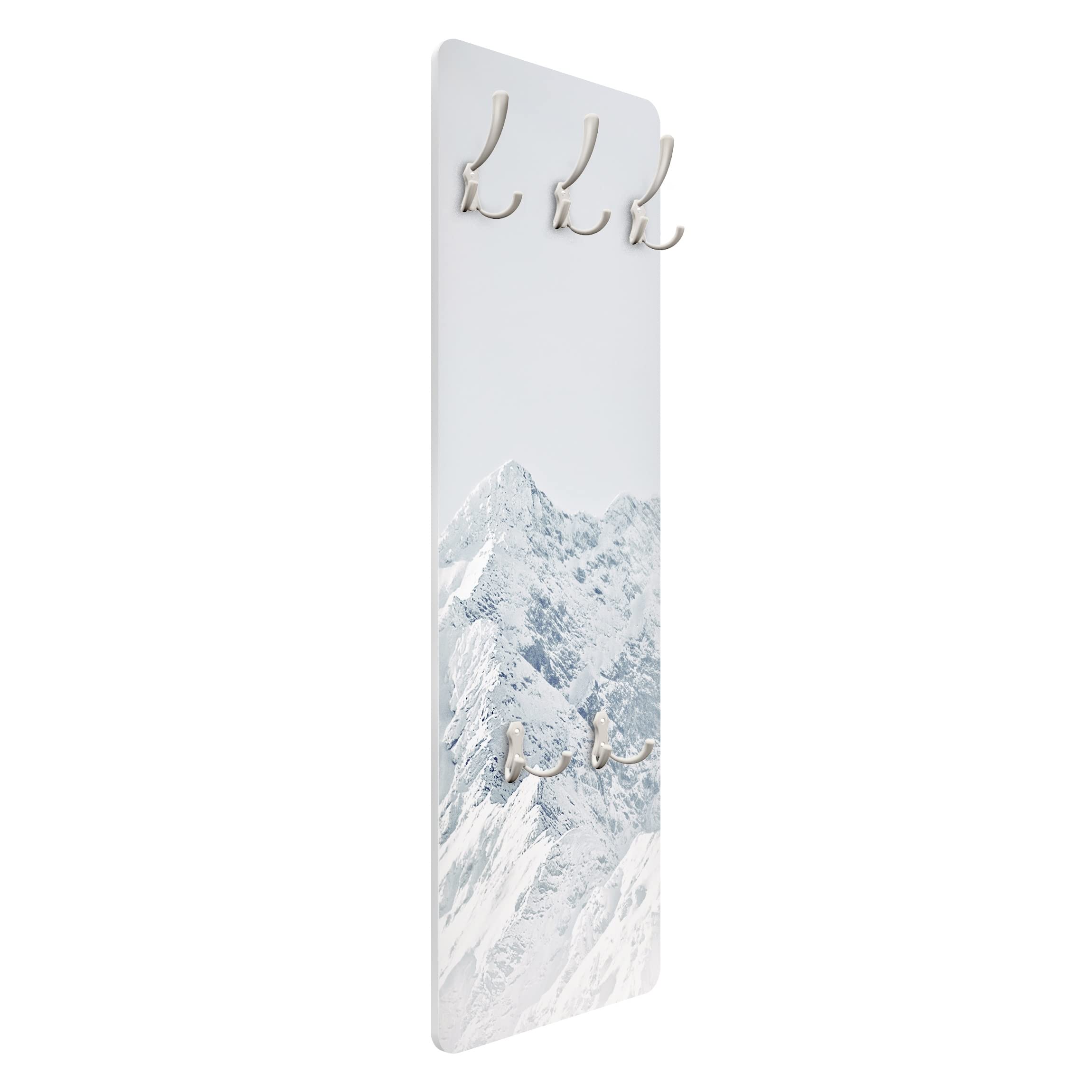 Wandgarderobe inkl. 5 Haken Natur Landschaft platzsparendes Design - Made in Germany - Berg Modern Flurgarderobe weiss schmal Garderobenpaneel 3035