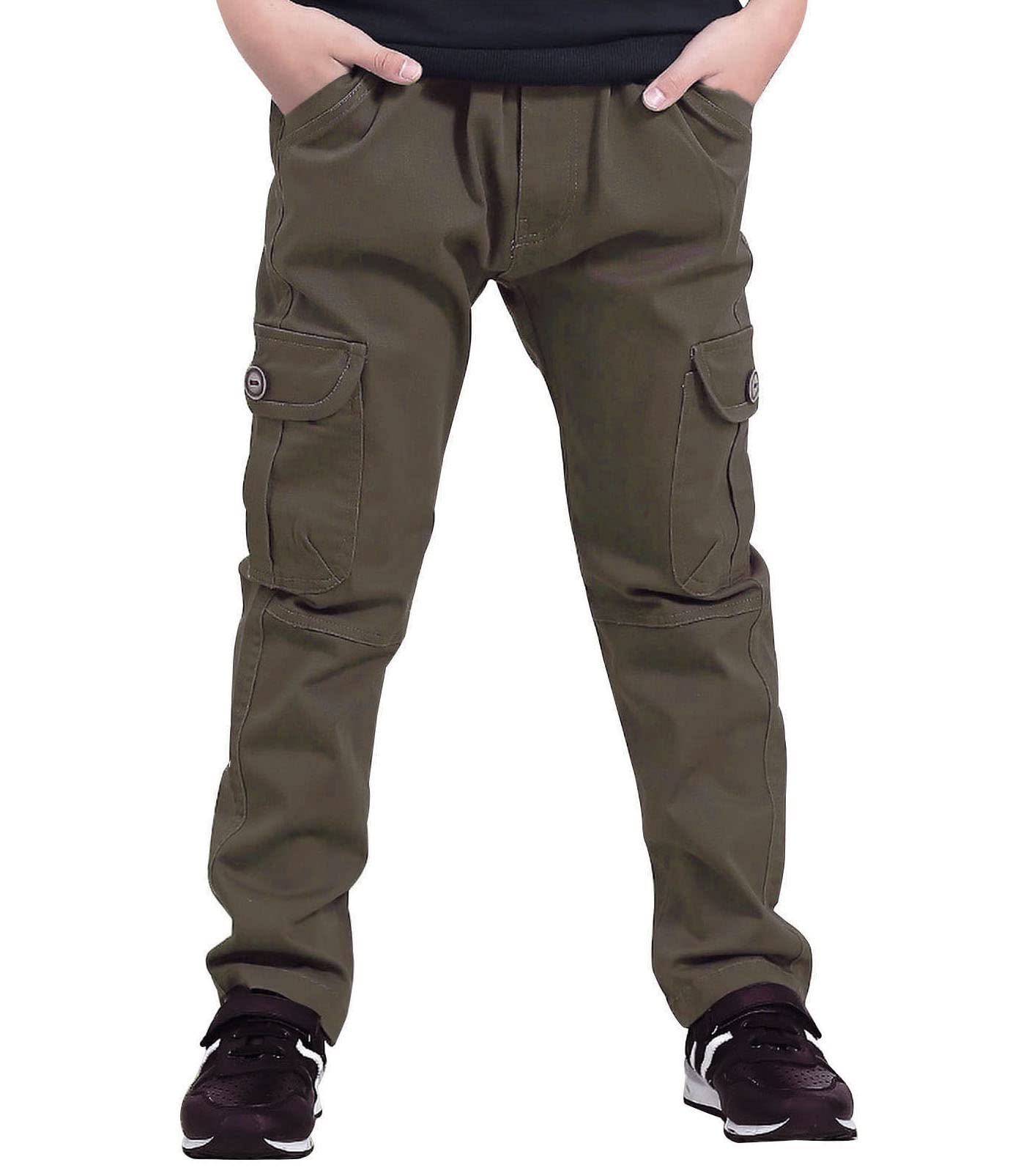 CAMLAKEE Pantalones Cargo Joggers con Cintura Elastica para Niños