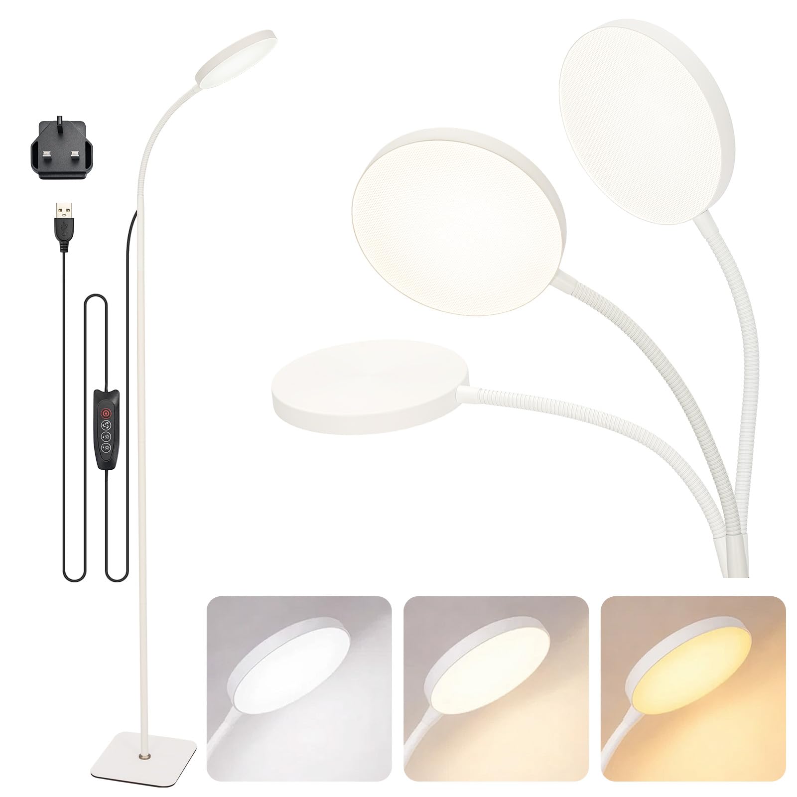 SUNNYNEST Smart Floor Lamp, 142cm high-16 Million Color RGB Light, controllable app and Remote Control, Creates Ambient Lighting Effects can be Synchronized with Music, Suitable for bedrooms (White L)