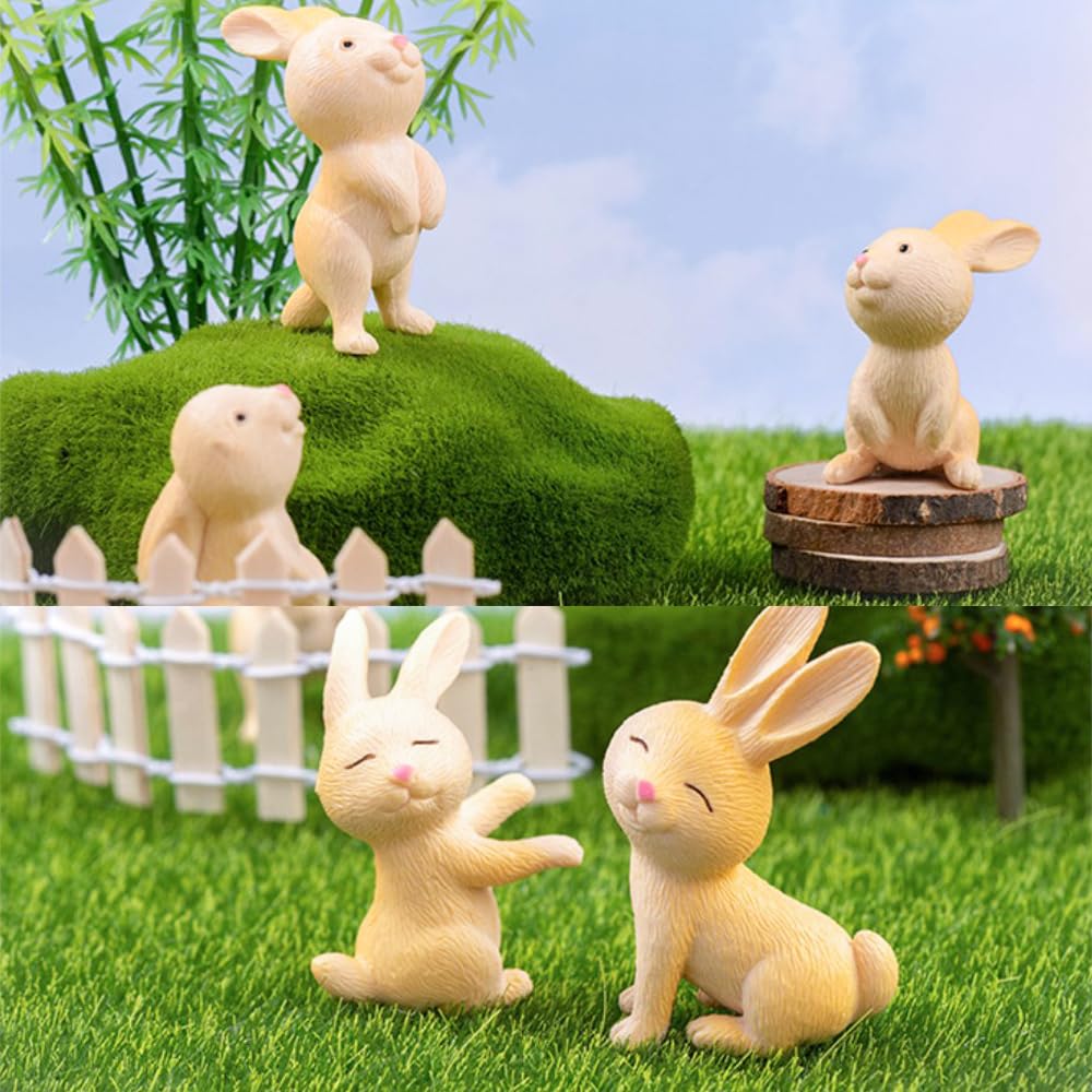 Figurines Lapin Résine Figurines De Lapin En Résine - Lot De 7