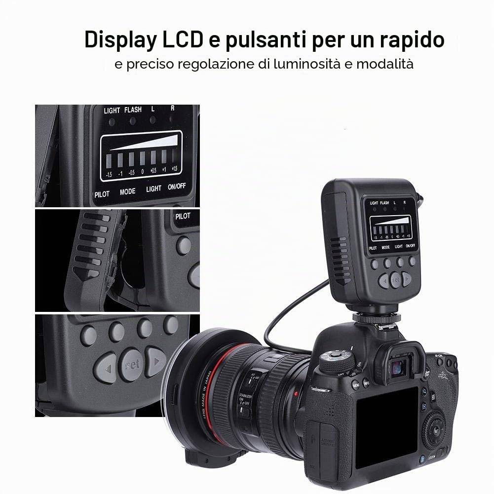 Topiky per FC-100 Portable LED Macro Ring Flash,5500K Regolazione luminosità Videocamera Kit Luce di riempimento con 8 adattatori Anello e Controller per per