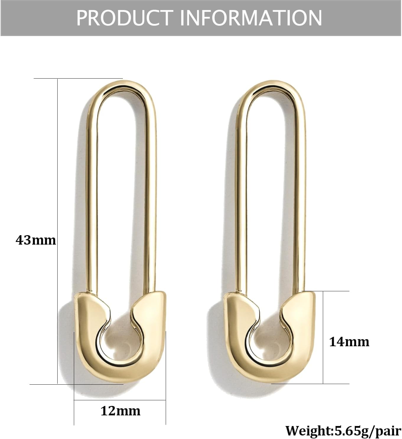 Punk Safety Pin Earrings for Women,Minimalist 14K Gold Plated Paper Clip Earrings Personalized Hoop Earrings Unisex Paperclip Earrings Hypoallergenic Jewelry - Image 7