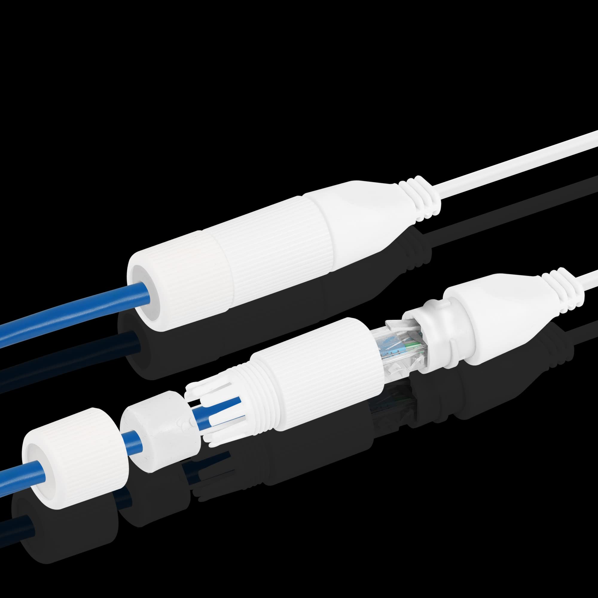 RIIEYOCA RJ45 Ethernet Splitter with 8-core network cable?1.5M? waterproof cap Office Ethernet Splitter RJ45 LAN Ethernet Splitter Connector Adapter Suitable Cat5/Cat5e/Cat6