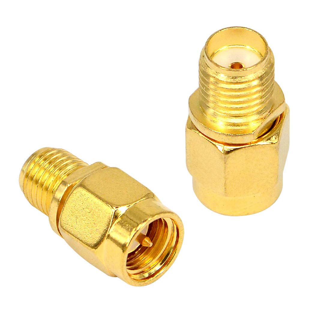 Adaptador SMA Macho a Hembra Conector Coaxial Antena WiFi Baja Pérdida para FPV Dron - Paquete de 2