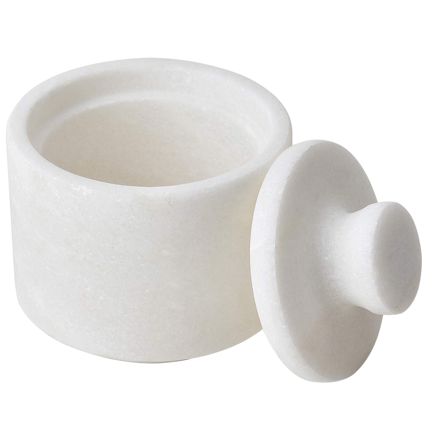 White Marble Salt Cellar Keeper with Lid -2