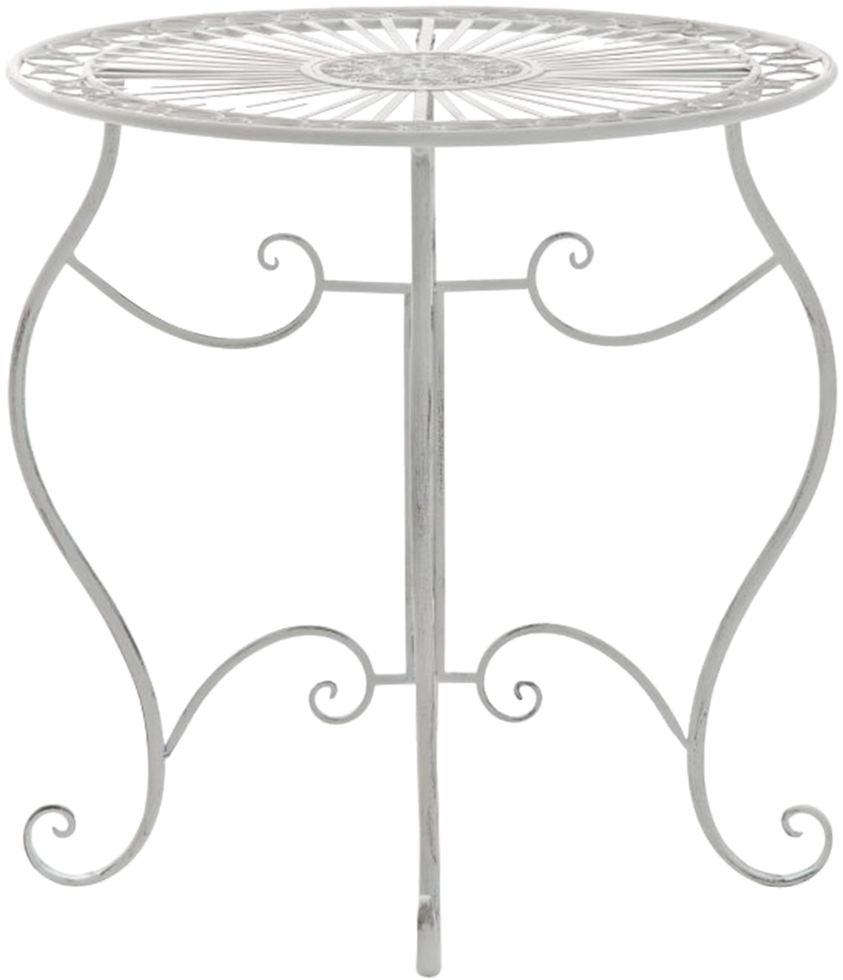 Table en fer faite main stable pour jardin qui ne rouille pas blanche