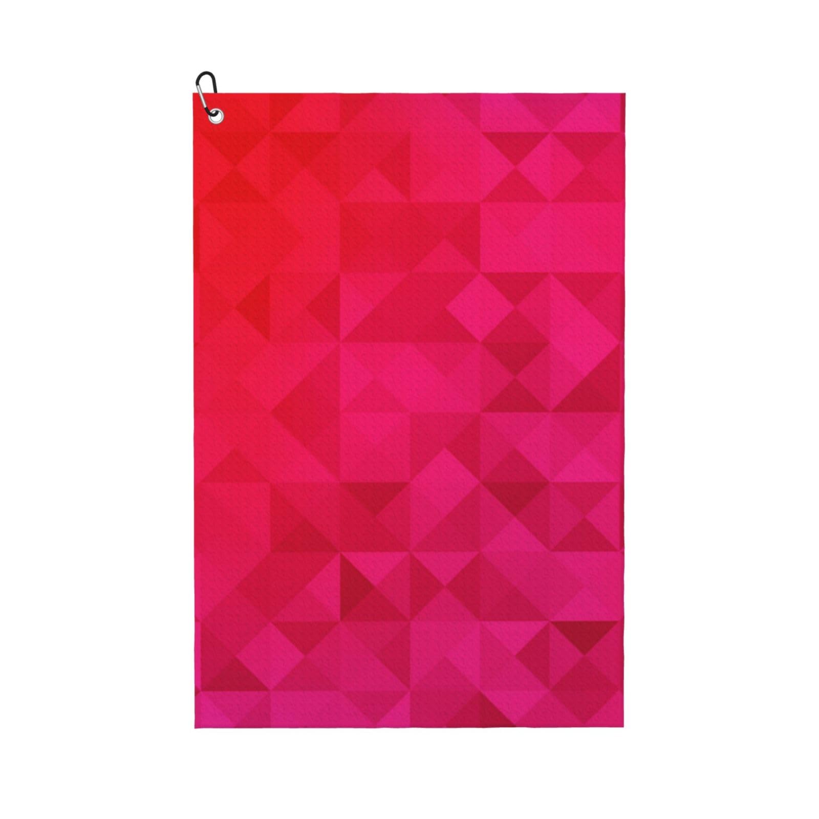Hnnkloy Fuchsia Triangle Geometric, 16x24 in Portable Waffle Golf Towels with Carabiner Clip for Golf Bag