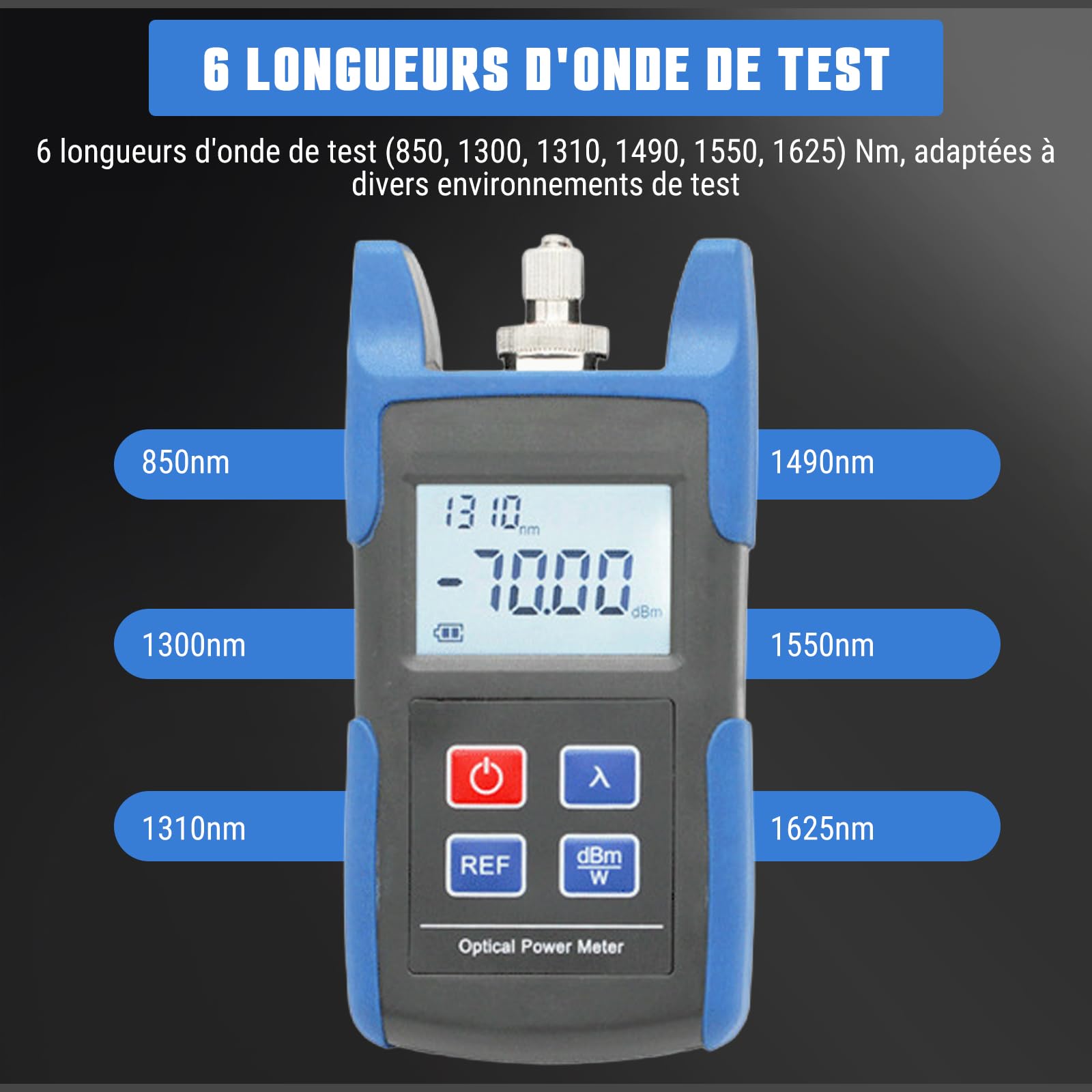 Testeur électrique TL510 testeur de puissance optique, détecteur -70~+10dBm