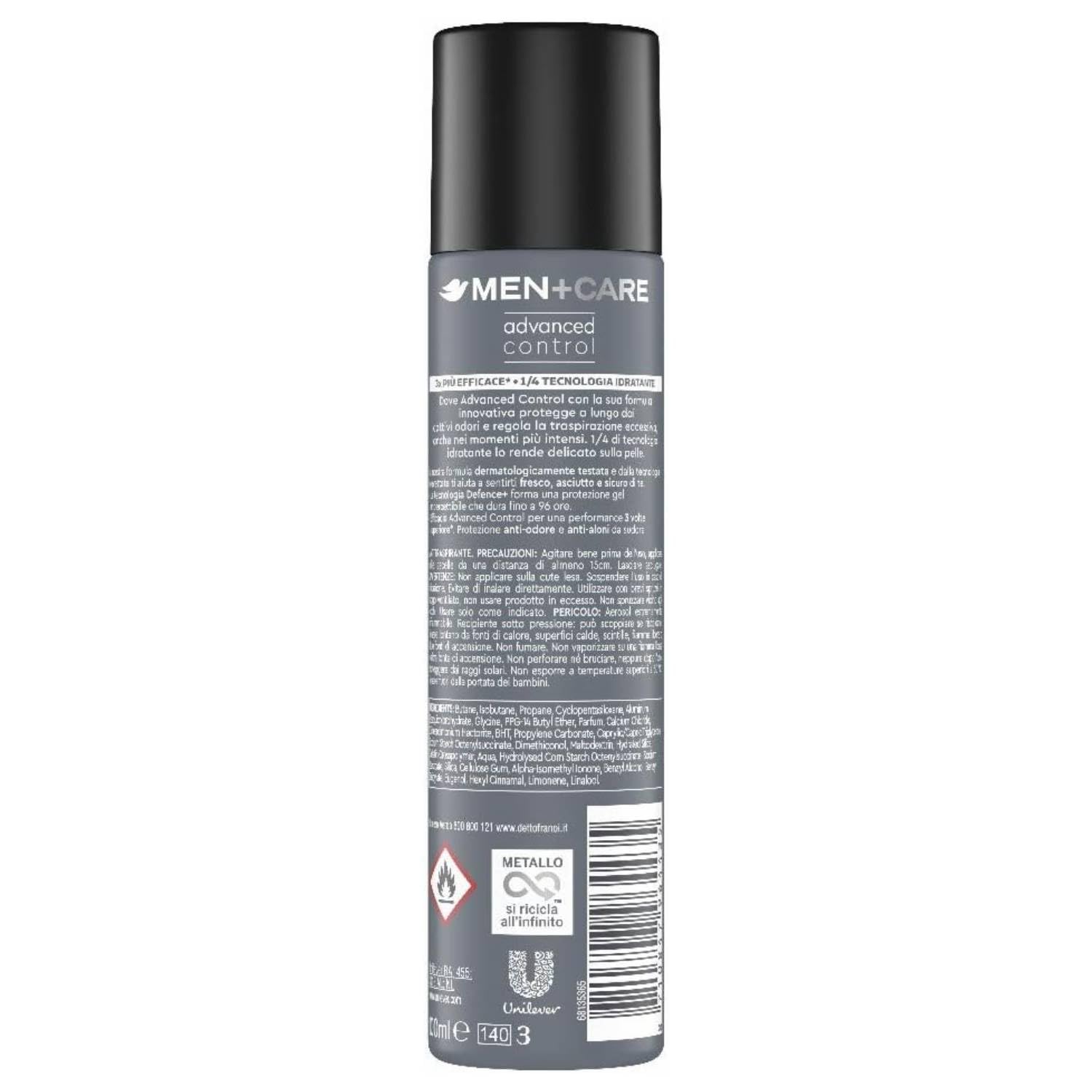 Dove Deodorante Uomo Advanced Control Stress Protection 96H Spray 100 Ml (12)