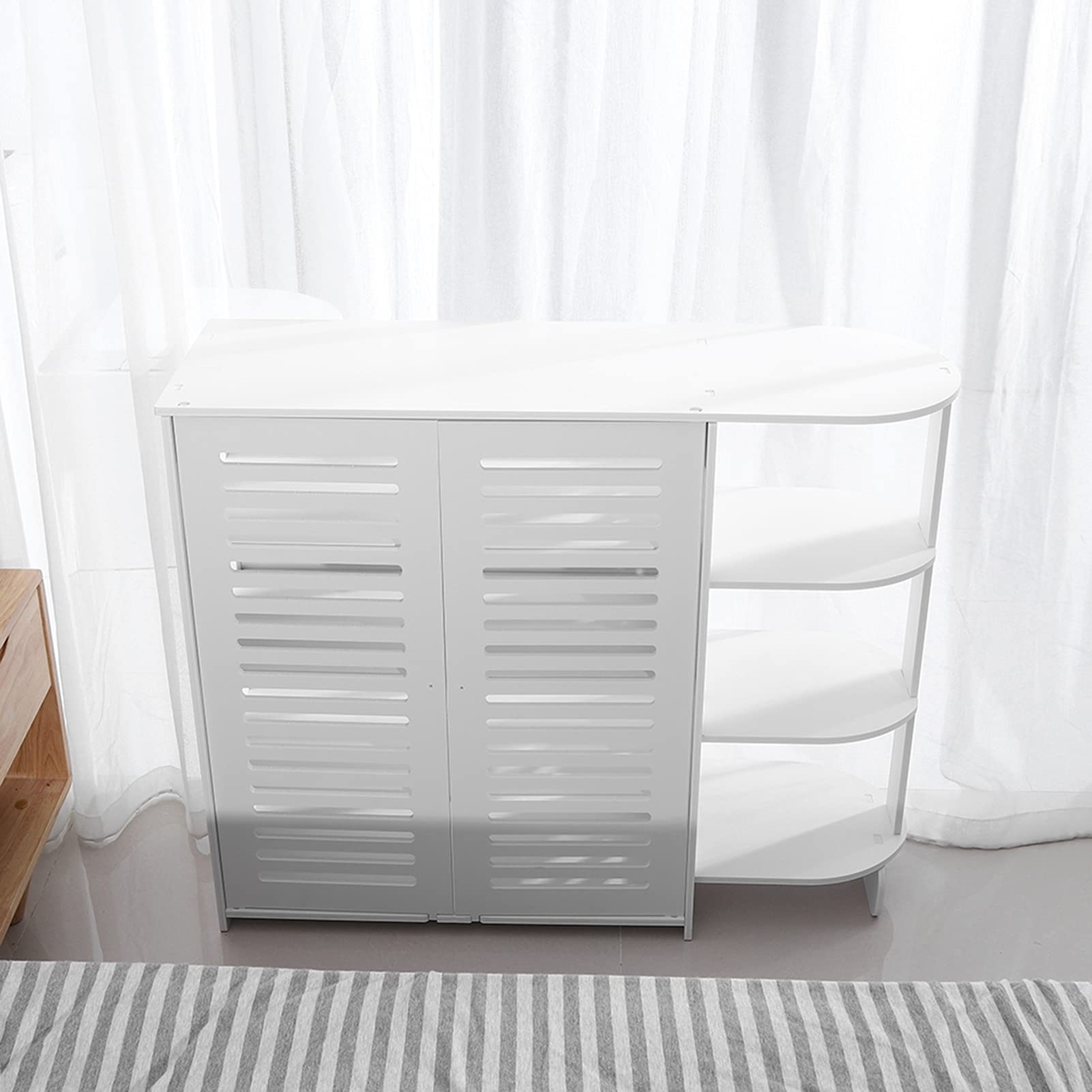 Rangement chaussures entrée fini le désordre avec cette armoire blanche compacte