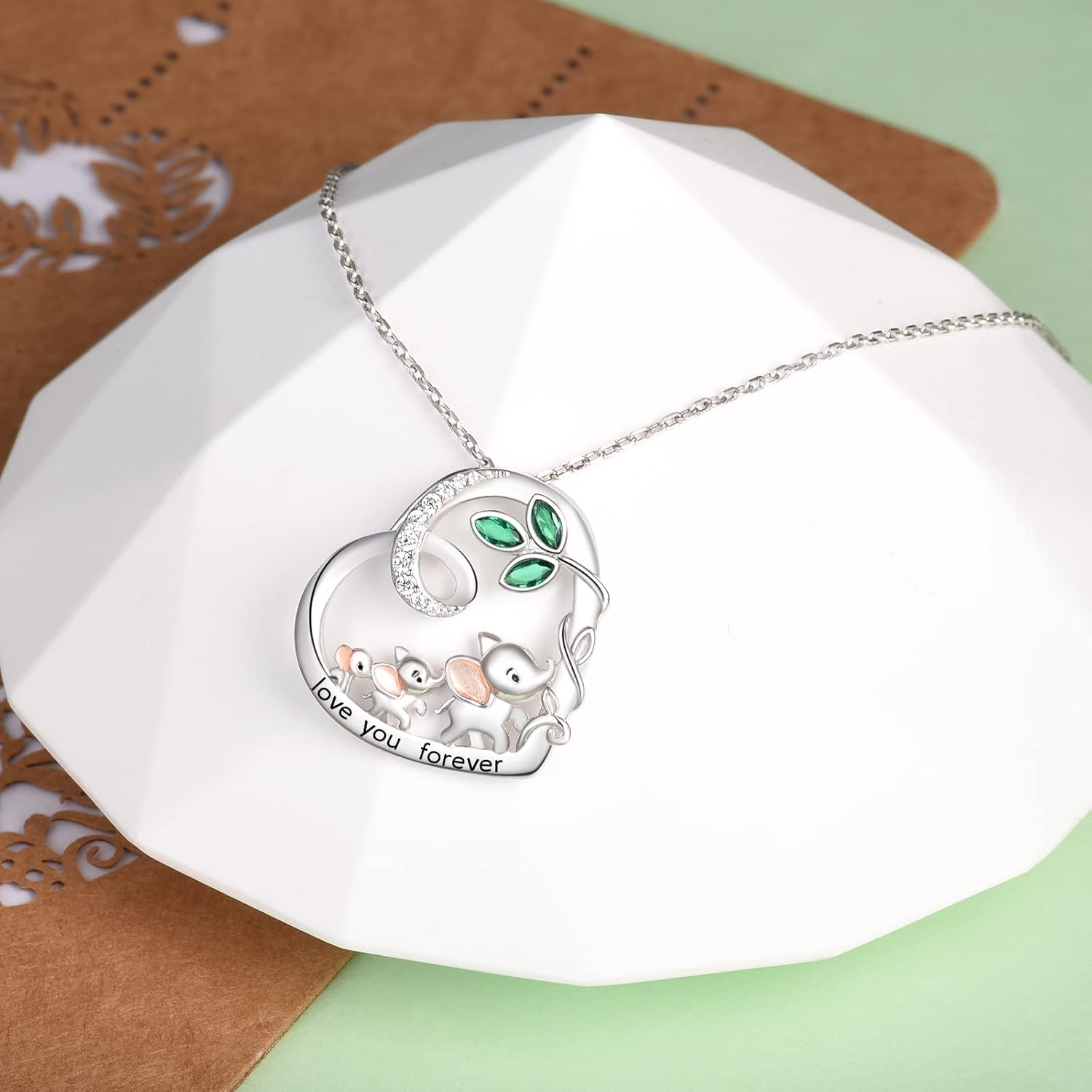 Mother Daughter Necklace - 925 Sterling Silver Elephant Necklace Love Heart Pendant Necklace Lucky Elephant Jewelry for Women Mom Birthday - Image 3