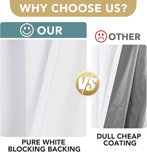 Miniatura 3 de H.VERSAILTEX Cortinas de aspecto de lino 100% opacas de 63 pulgadas de largo para dormitorio con bolsillo para cortinero, cortinas de ventana