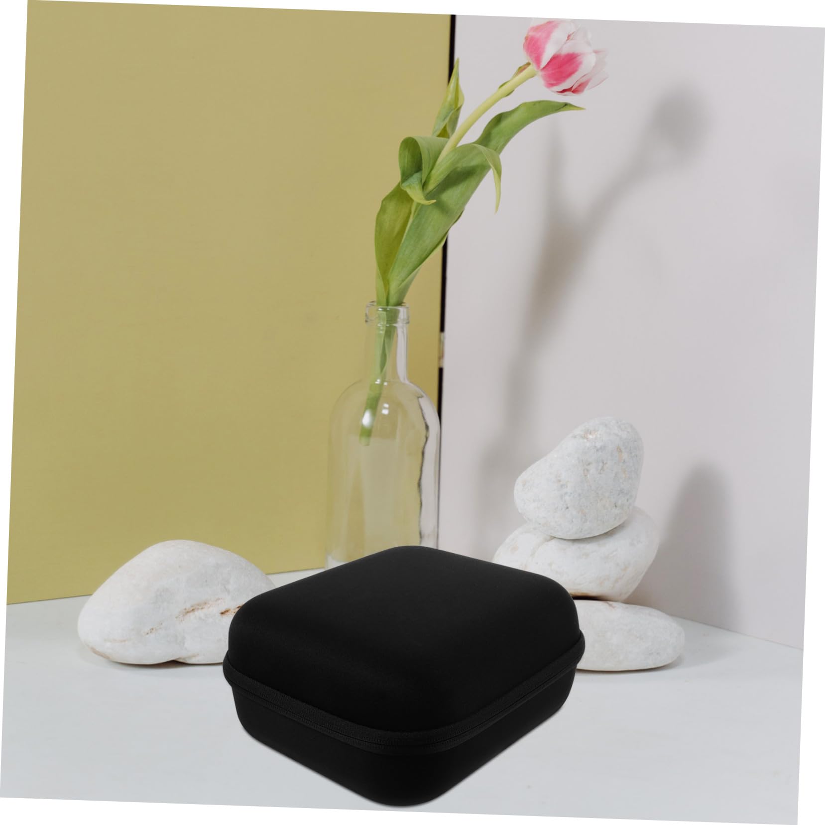 SHINEOFI Estuche Rígido EVA para Auriculares con Cremallera Resistente Golpes y Polvo con Dos Bolsillos de Malla para Accesorios para Transporte Diario y Actividades al Aire Color Negro