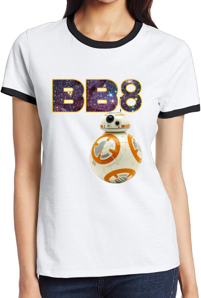 De Lin 5 Back To School Star Wars BB8 Robot Women Tshirts Black
