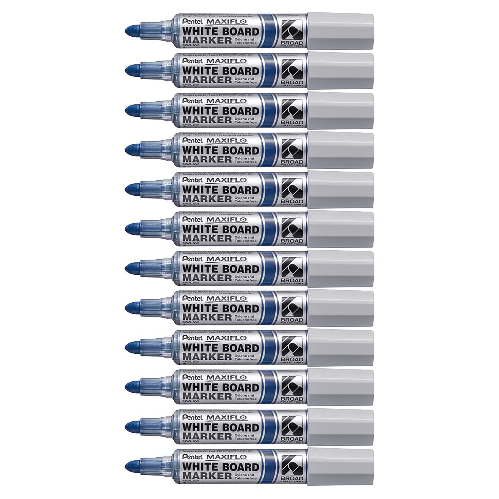Pentel Maxiflo MWL5W-CX - Rotulador de pizarra blanca (punta cónica ultragrande), color azul