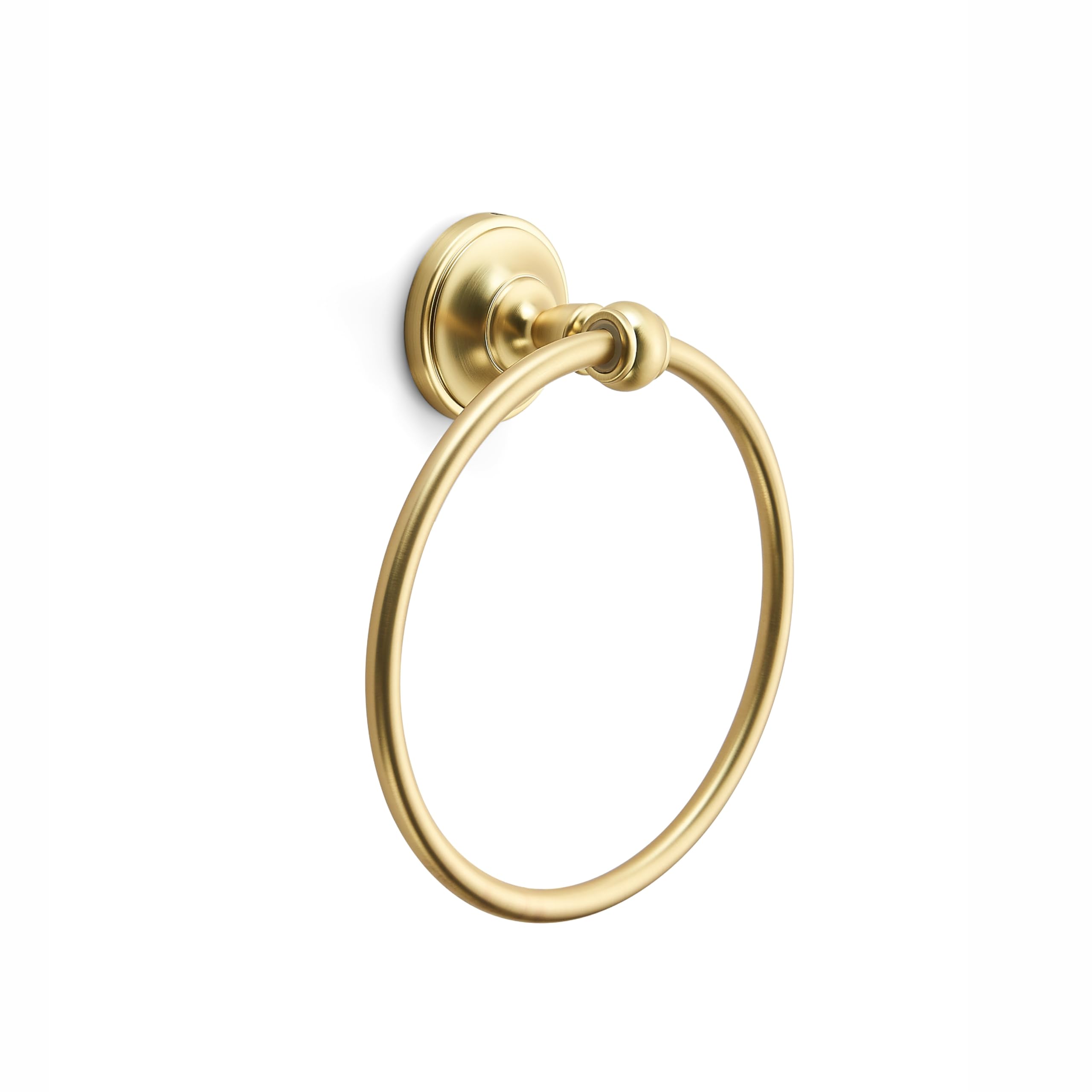 khtumeware 1 Pack Brushed Gold Bath Towel Ring, Bathroom Hardware Accessories Heavy-Duty Hand Towel Holder for Bathroom, Modern Round Towel Hanger Wall Mounted