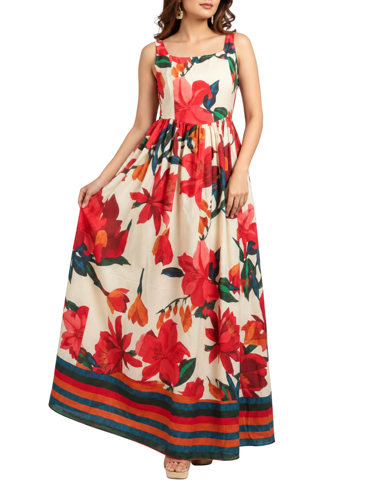 GRECIILOOKS Maxi Dress for Women | Long One Piece Outfit | Casual Western and Stylish Party Outfit | Trendy Summer Fashion for Womens