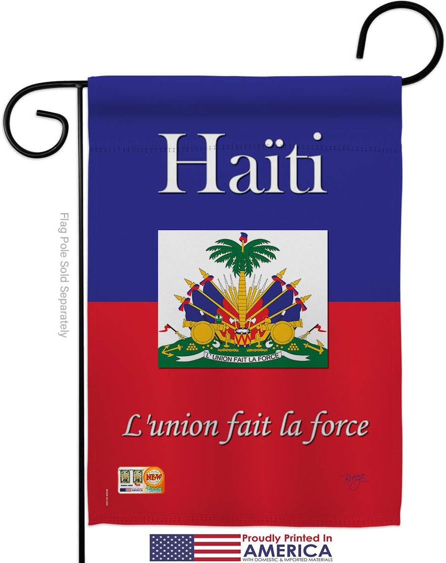 Haiti Garden Flag Set Wall Holder Regional Nationality Nation International World Country Particular Area Small Decorative Gift Yard House Banner Made In USA 13 X 18.5