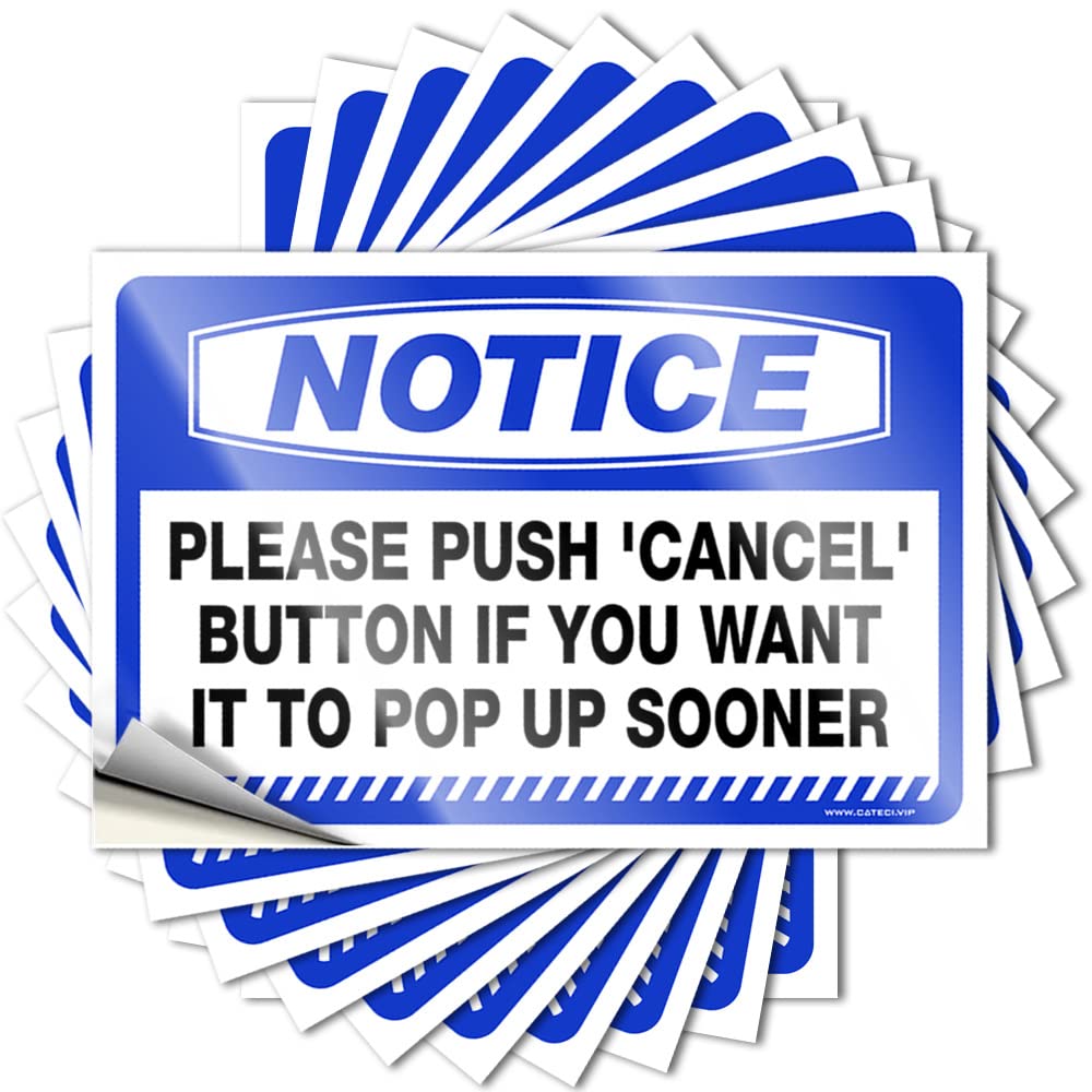 Boys Bedroom Accessories, Stickers Funny Hat Quote Stickers, Affirmation No Residue Decals for Luggage | Silicone Party Favor Custom Notice Please Push 'Cancel' Button If You Want(6X9CM)