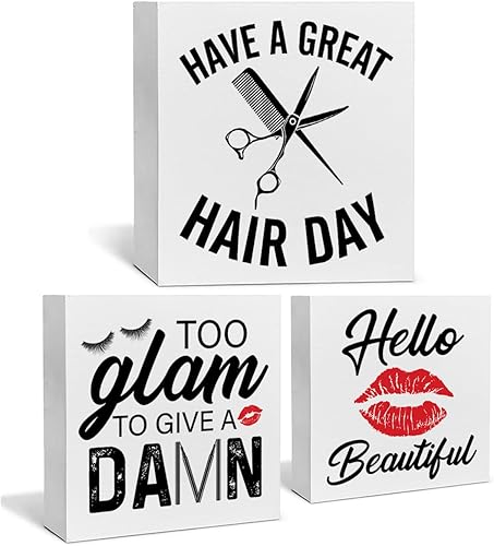 Decoración de peluqueros para estilista, decoración de bandeja escalonada, 3 piezas, decoración de caja de madera decorativa para peluquería,