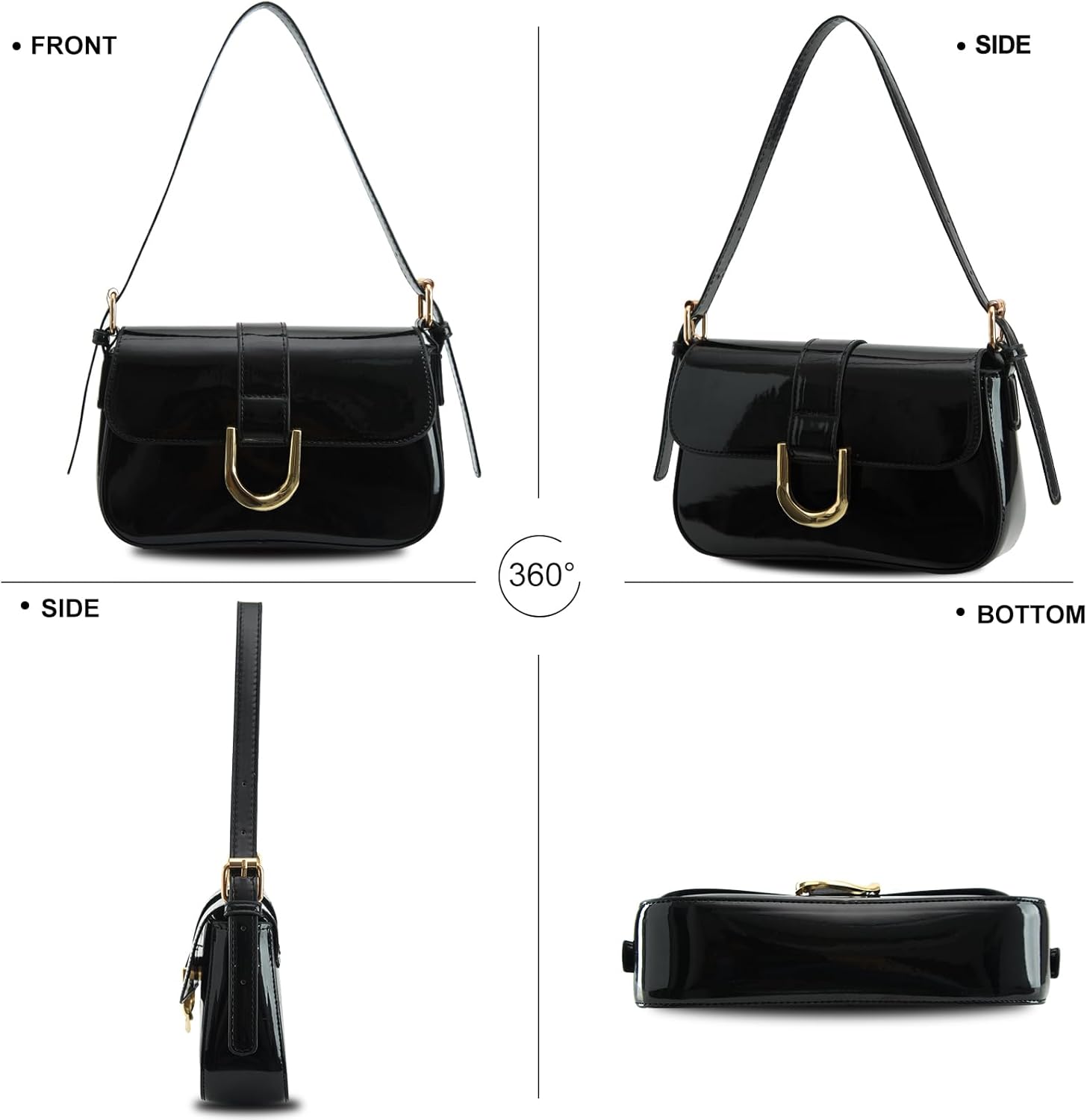 Small Shoulder Bag for women,Crossbody Purses,Leather Tote Handbag Clutch Hobo Purse,with Zipper Closure for Women - Image 4