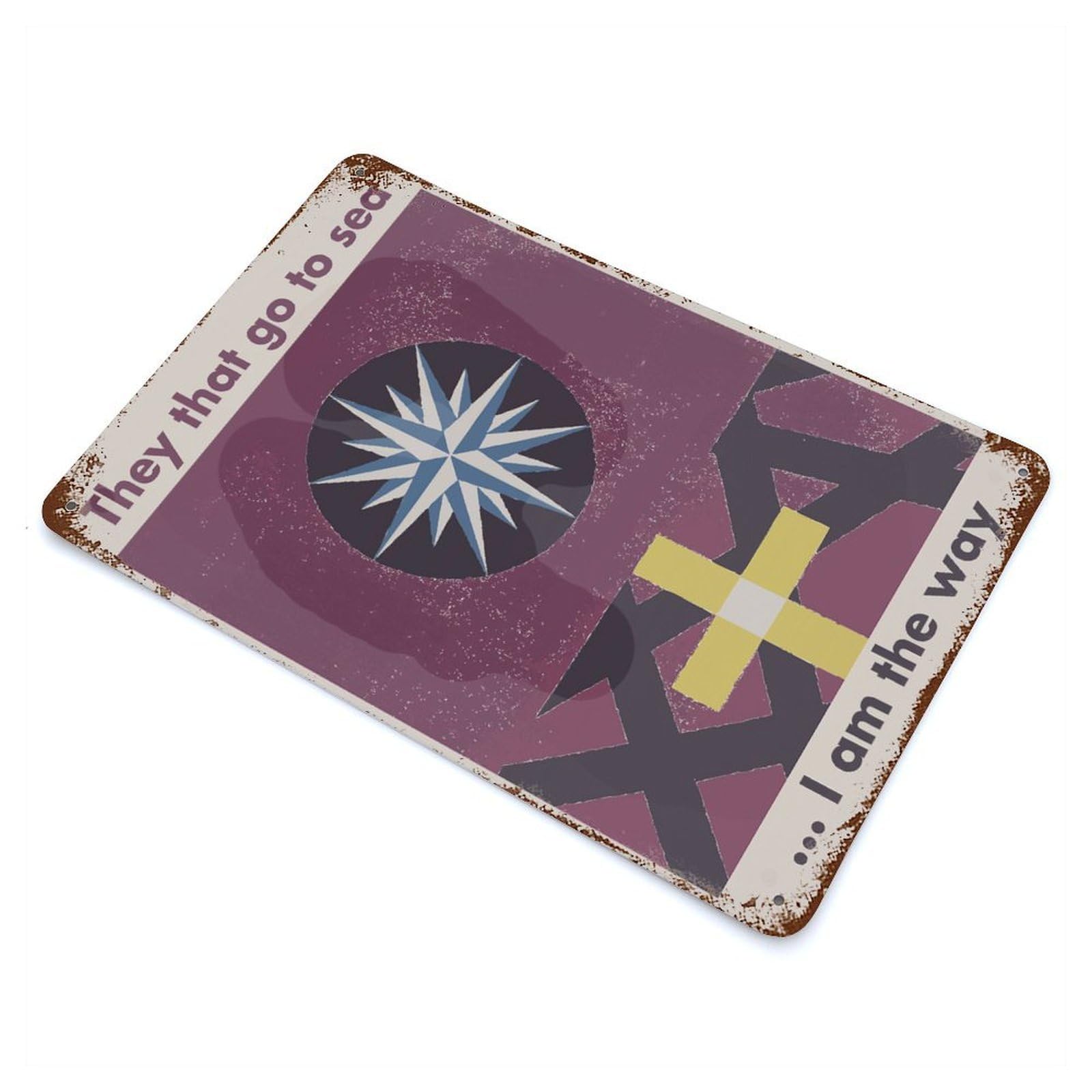 SEA CROSS Decorative Tin Sign 11.8"x7.9", Ideal for Basement, Hobby Room And Garage Decor