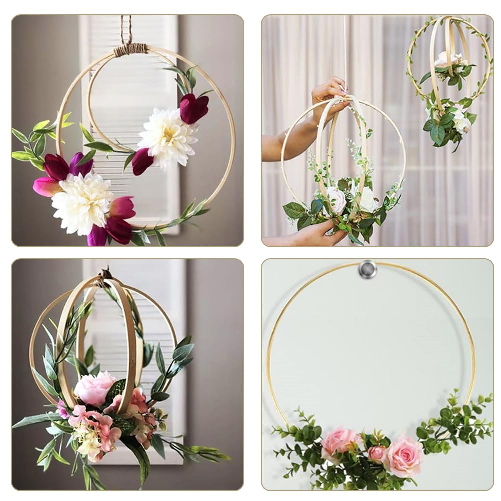 16 pièces de rondelles en bois pour bricoler, attrape-rêves en bois en 4 tailles (8 cm/10 cm/15 cm/20 cm), rondelles pour attrape-rêves, décoration de couronne de mariage et DIY