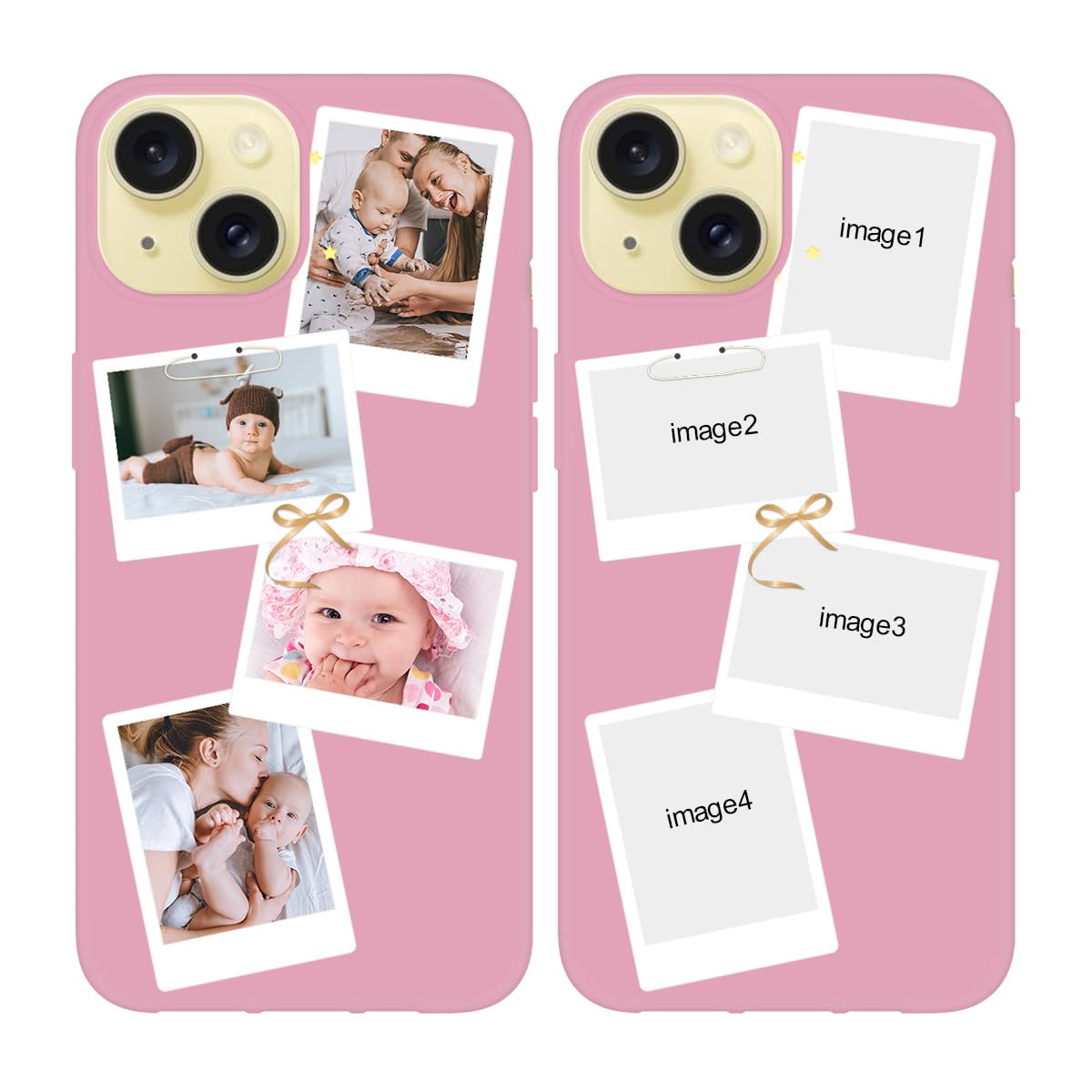 Styletify Custom Phone Case for iPhone 15, Personalized Picture Case Shockproof Silicone Case Soft Candy Custom Phone Case Xmas Birthday Gift