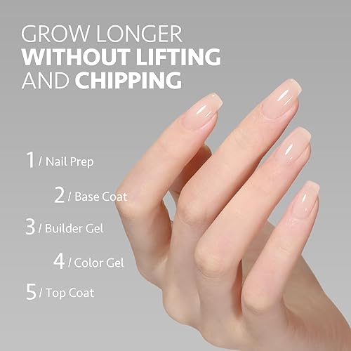 Miniatura 57 de GAOY Gel constructor para uñas, fortalecedor de uñas de 0.6 fl oz en una botella, gel duro para extensión de uñas, secado por luz UV de larga