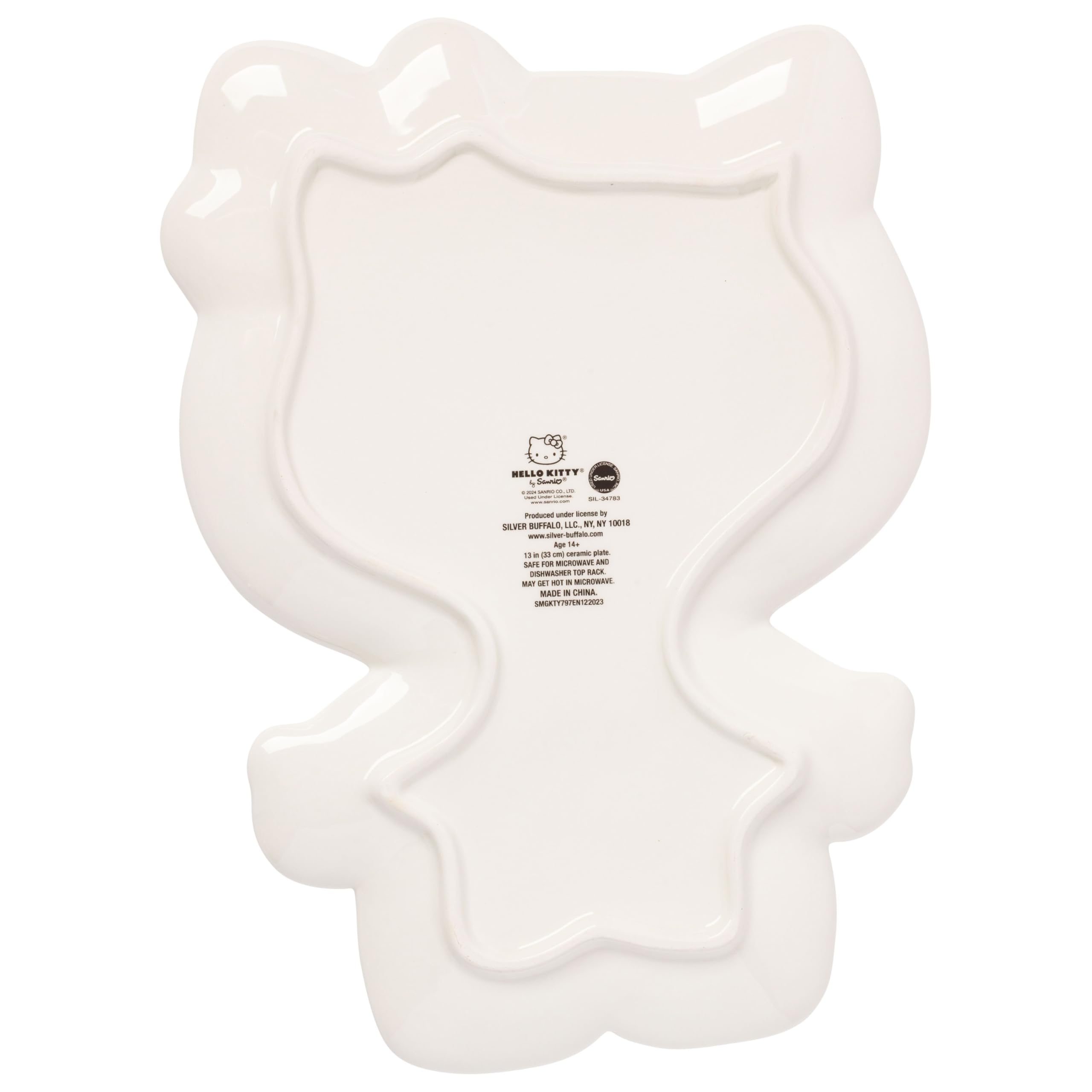 Silver Buffalo Grande assiette en céramique découpée motif squelette Hello Kitty