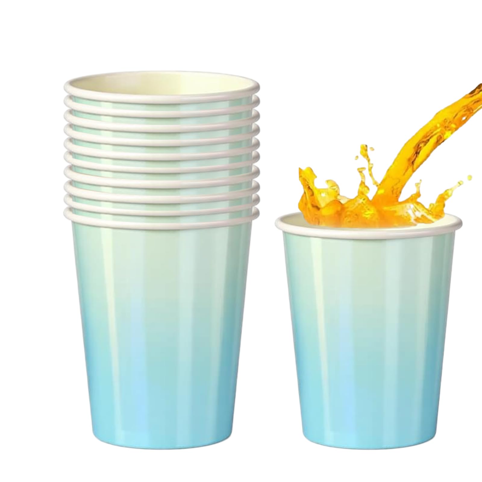 40pcs Laser Blue Paper Cups,9oz Disposable Tableware Party Cups ｜Solid Colour Paper Cup Party Drinking Cup for Birthday,Wedding,Picnic, BBQ,Bar,Restaurant and Party Supplies Table Decorations