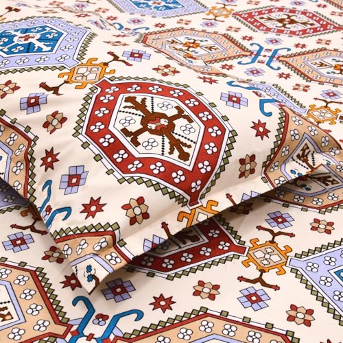 Image of Rivermoor 200 TC Ultrasoft Bedsheet for Single Bed | Bedsheet with 1 Pillow Cover | Multi Color Geometric Pattern | 58 x 88 Inches | Breathable & Wrinkle Resistant
