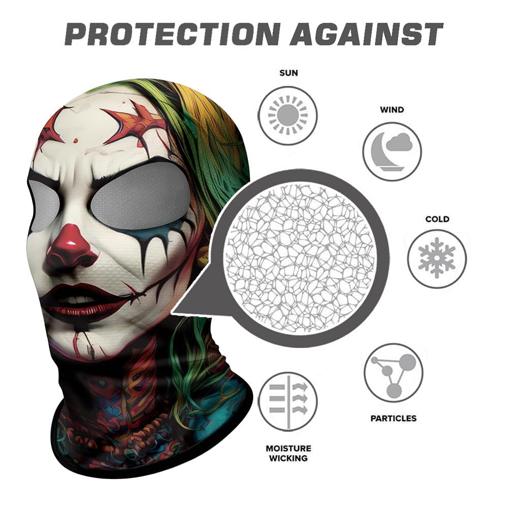 ShopINess Pasamontañas Dos Ojos 3D Calavera Mujer para Moto Deporte Fiestas Halloween y Carnaval con Dos Agujeros para los Ojos Calavera