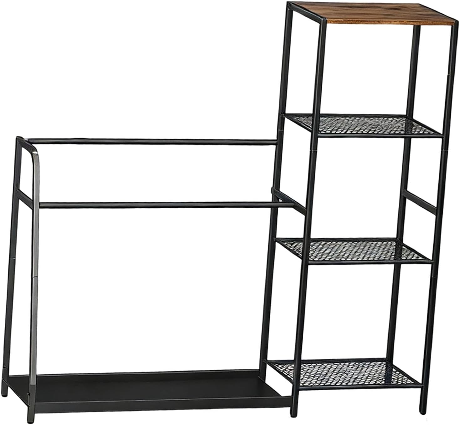 Heavy Duty Ski Storage Rack Floor Stand - Metal & Wood Snowboard Holder for Garage, Holds Skis, Boots, Helmet, Goggles (48x12x46 in)