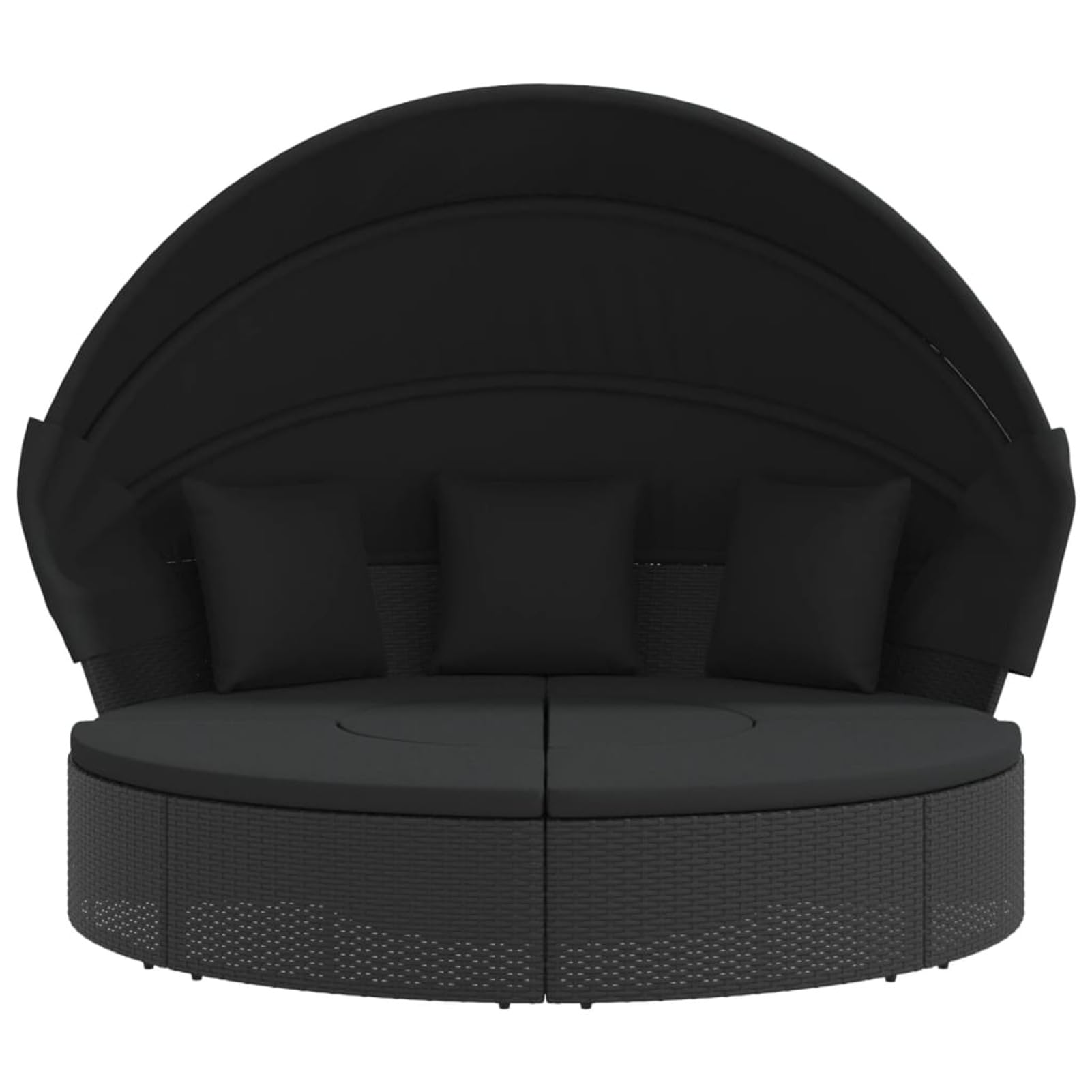 Homgoday Lit de Repos d'extérieur avec Auvent et Coussins Résine Tressée, Bain de Soleil de Jardin, Lit de Camping pour Plage, Extérieur, Balcon, Terrasse C