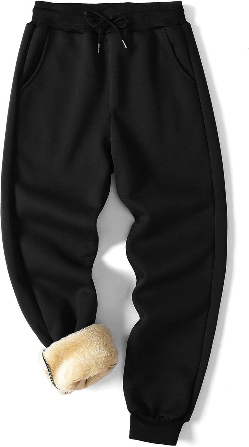 MACHLAB Men's Winter Fleece Joggers Pants Sherpa Lined Sweatpants Warm Thick Track Pants