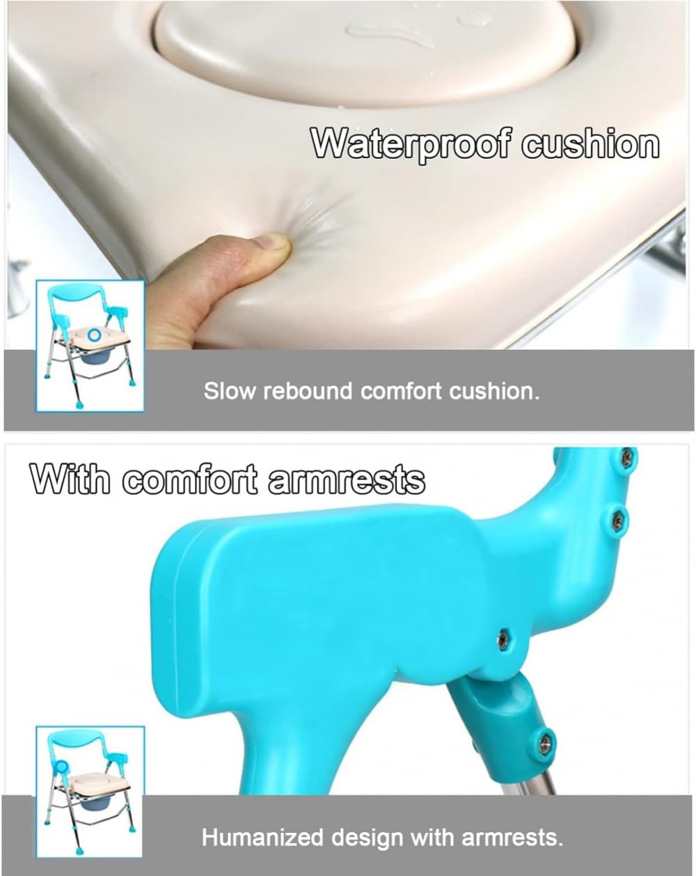 Silla de Ducha y baño for Personas Mayores, Plegable, con reposabrazos y Respaldo Ajustables en Altura.