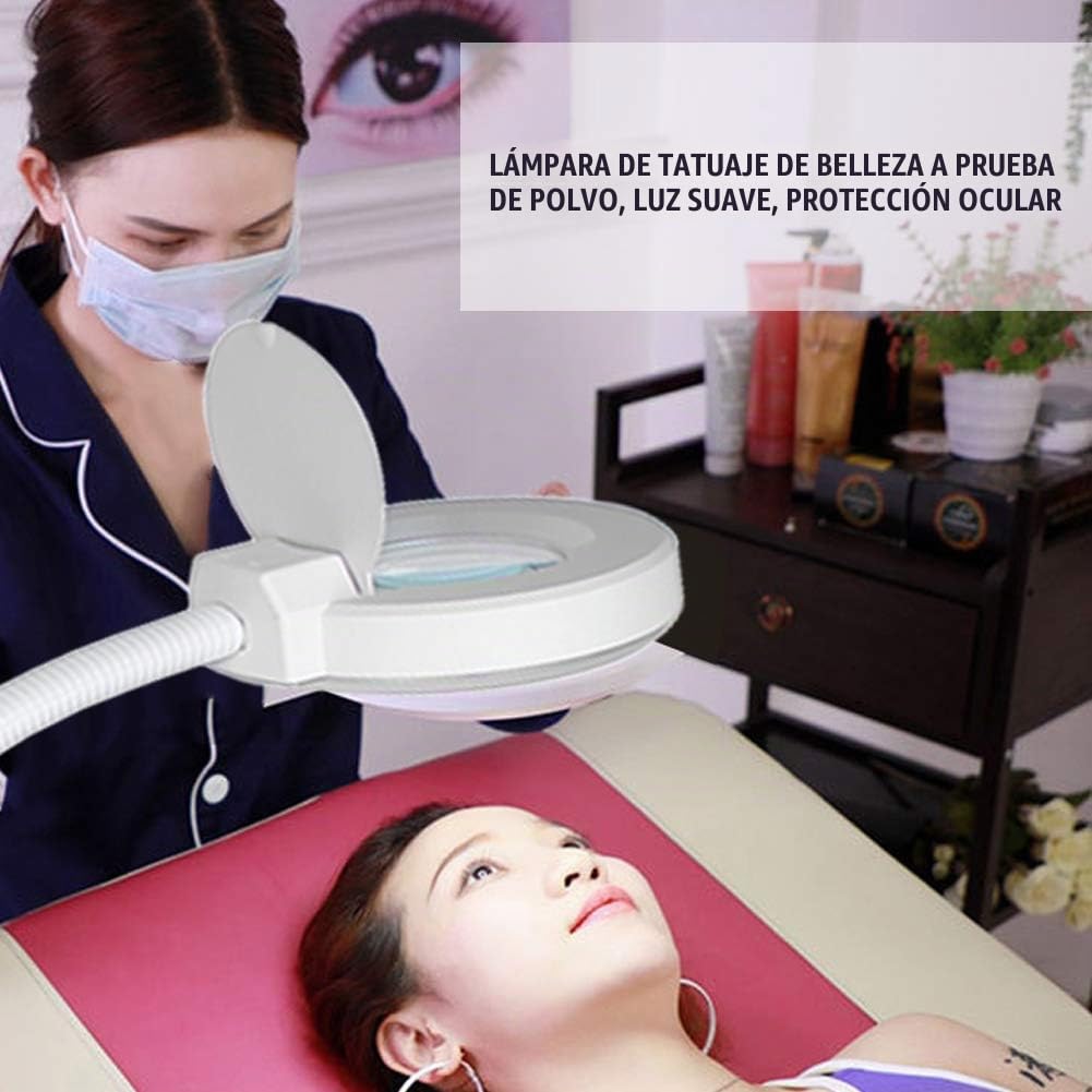 Lámpara de Pie con Lupa Lámpara con 8 Lupas Lámpara de Pie de Luz Fría LED Ajustable para Manualidades Costura Tatuaje