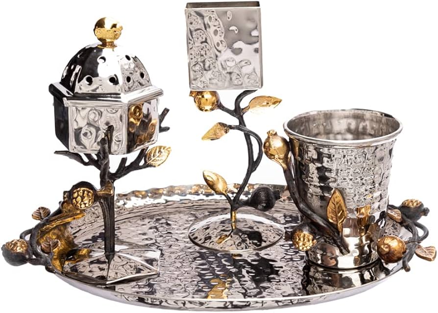 Havdallah Set - Stainless Steel - Pomegranates