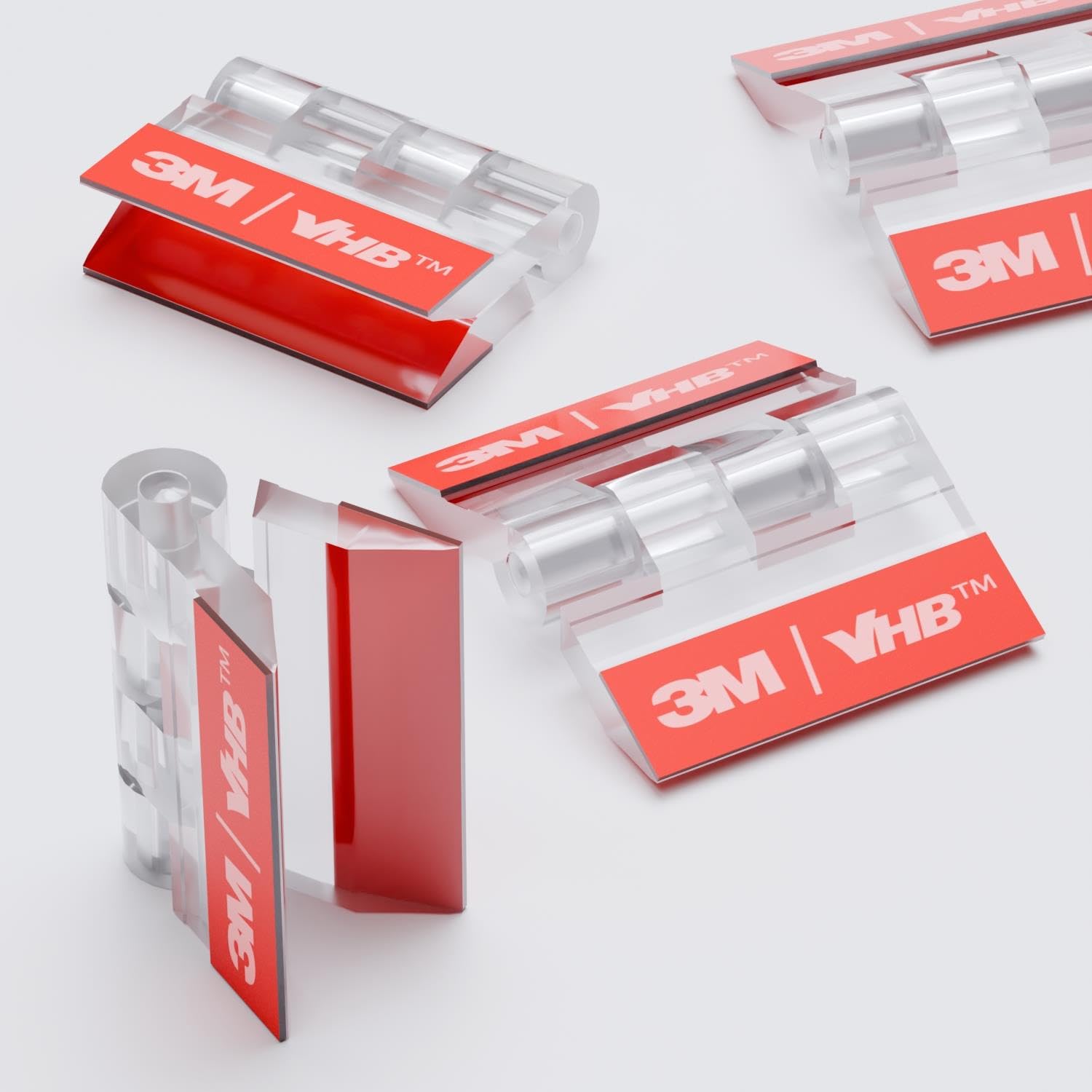 Caterpillar Red Clear 10X Acrylic Piano Hinges 25Mm - Self-Adhesive, No Glue Required, Transparent Plastic