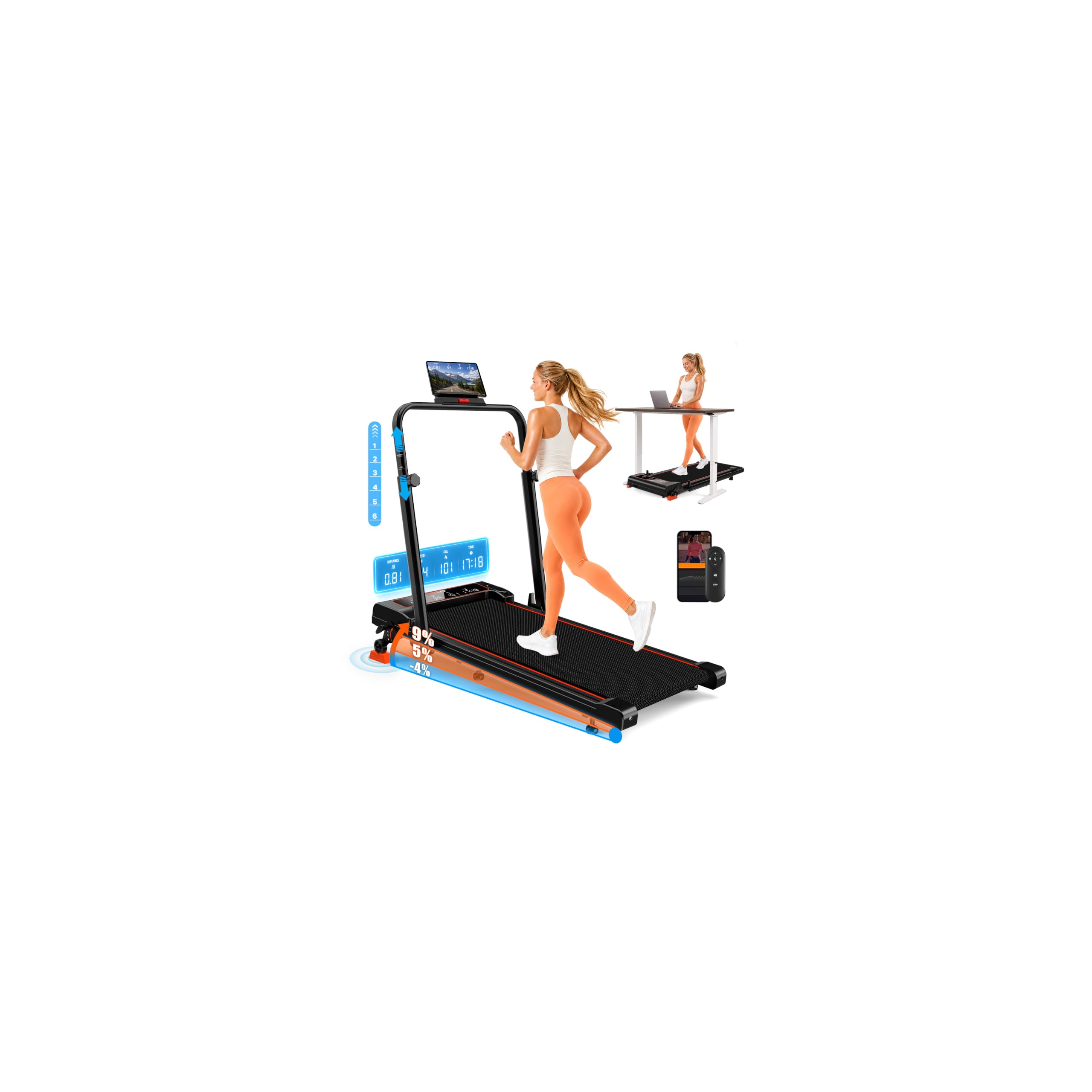 Walking Pad Treadmill with Incline 9% & Decline -4% (HILLO)