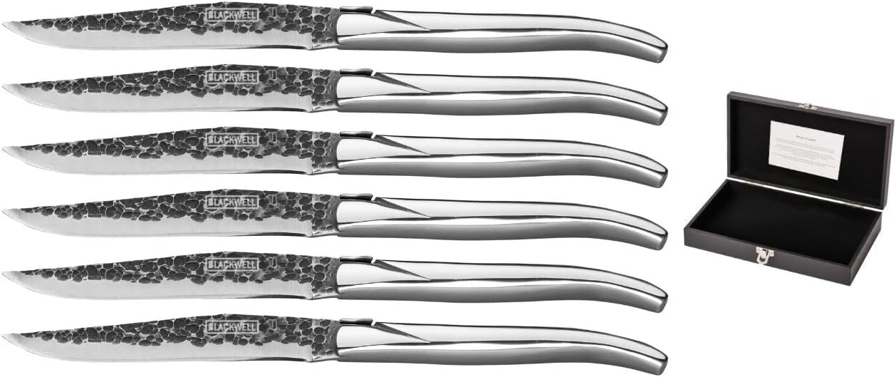 Blackwell Laguiole Lot de 6 couteaux à steak Raw Black RVS