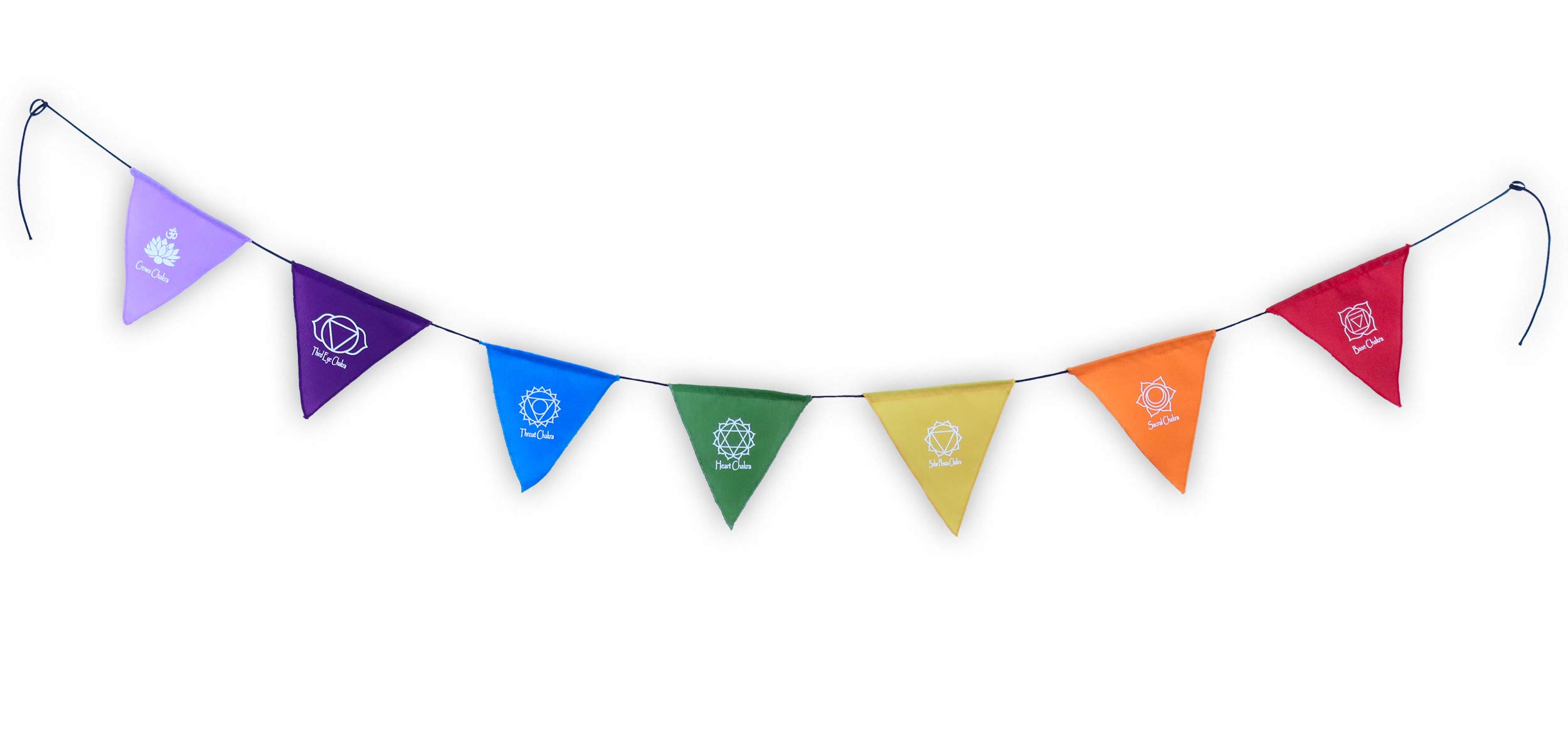 Handmade Triangle Seven Chakra Prayer Flags Heart Chakra, Root Chakra