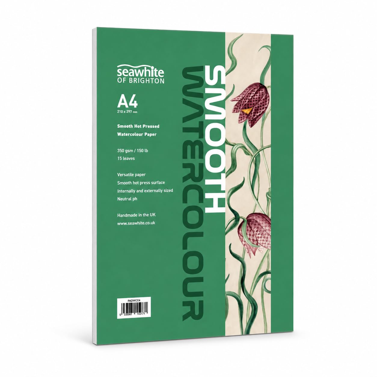 Seawhite A4 Hot Press Watercolour Pad, 350gsm, 15 Sheets/30 Sides