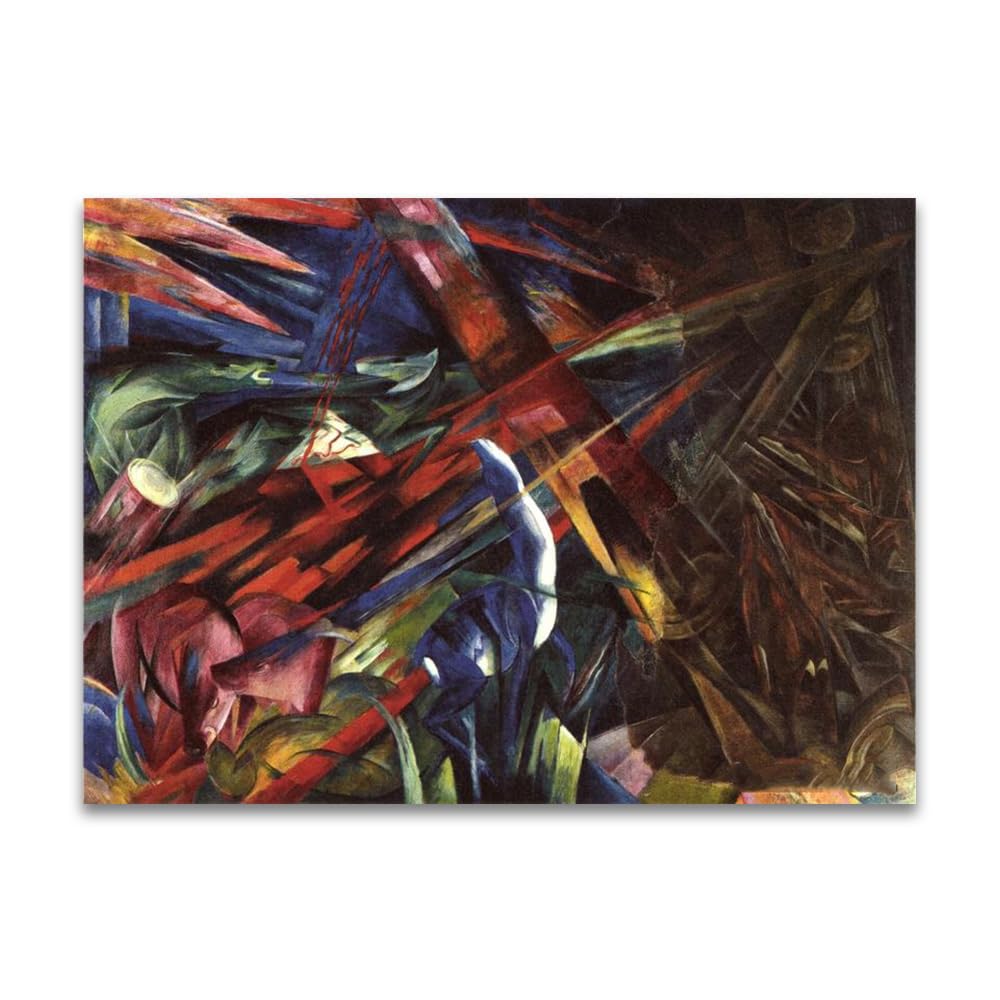 LZ6J8C9 Franz Marc《Fate of the Animals》Famous Canvas Painting Reproductions.(60x84cm(23.7x33.0in/Frameless)