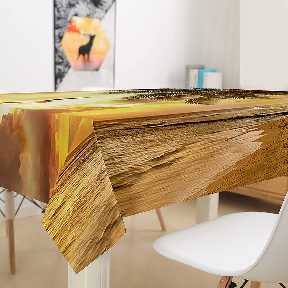 Morbuy Nappes Rectangulaire Anti Taches, Polyester Nappes Lavable Et Facile D'entretien, Coquille Imprimé Nappe De Table Pour Cuisine Jardin Fête Décoration (60x60cm,Le Coucher Du Soleil