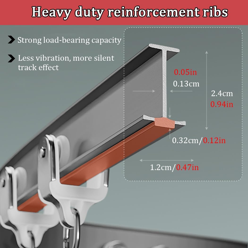 Barra de cortina de ducha de aluminio flexible de 10.5 pies, diseño curvado ajustable montado en la pared para duchas y separadores de habitación, fácil instalación, versátil y duradera (blanco)