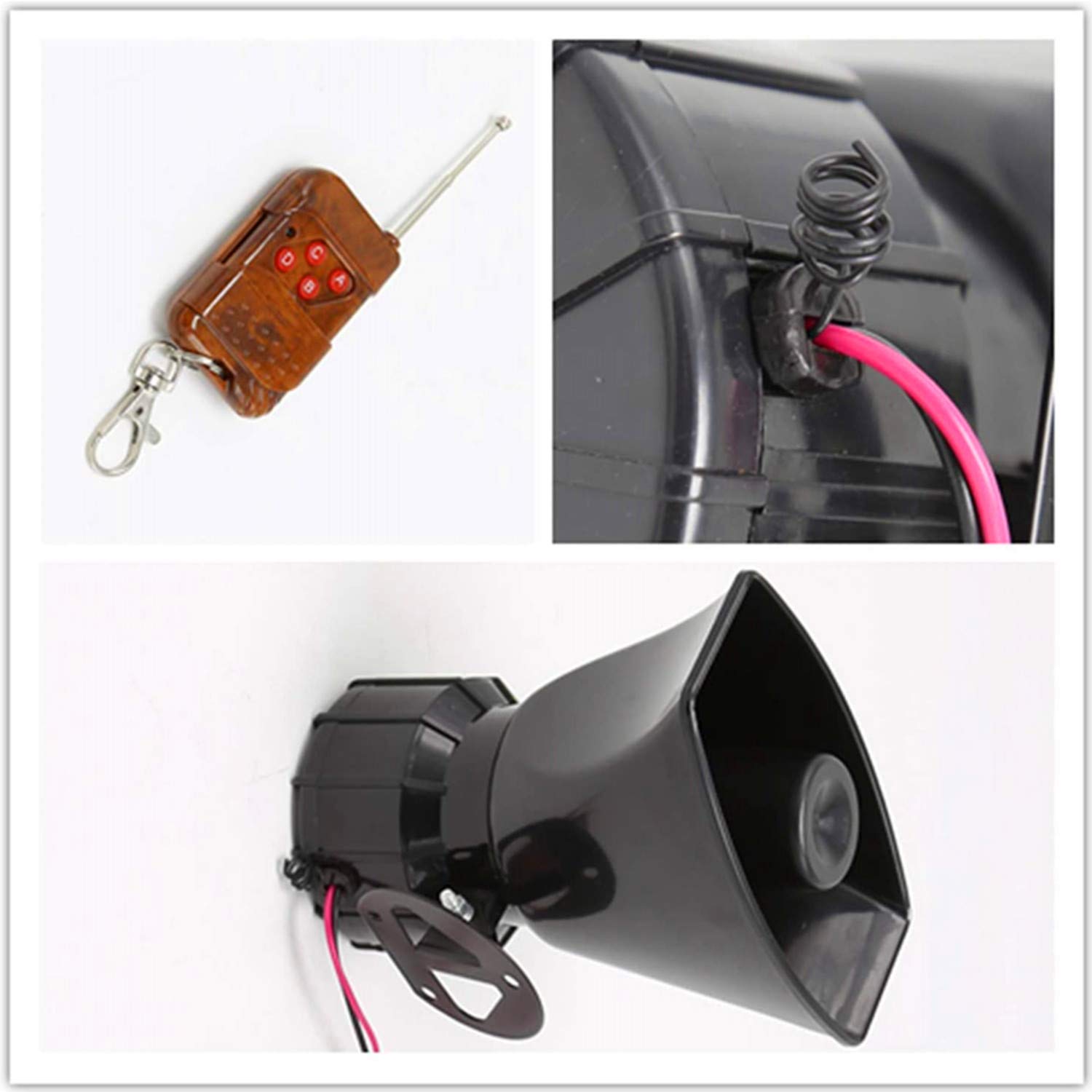 Car Horn Corne d'alarme à distance Corne de voiture Alarme de sirène 7 Tons 100W Sirène d'incendie de police Klaxon télécommande marron Haut-parleur sans fil pour tout 12V camion bateau ect
