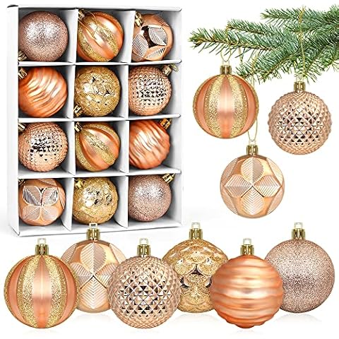 Meleager Bolas de Navidad Oro Rosa 12PCS Cover